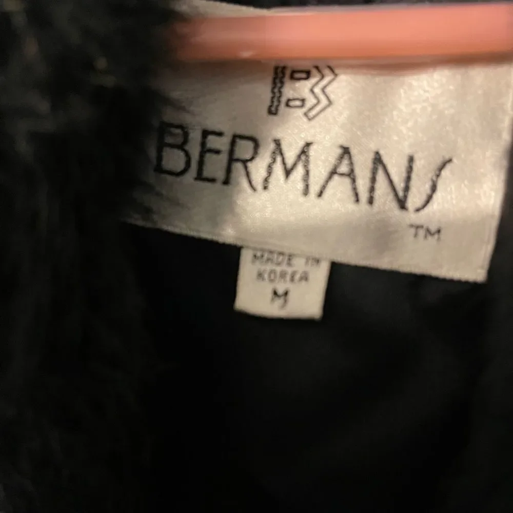 Vintage Bermans black rabbit fur coat sz M - Picture 4 of 9
